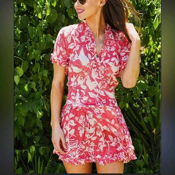 Poupette St Barth Women’s Josie Broderie Mini Dress in Pink Floral - Picture 8 of 9